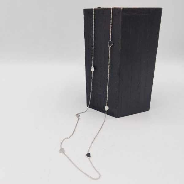 Collar Largo con Corazones de Plata