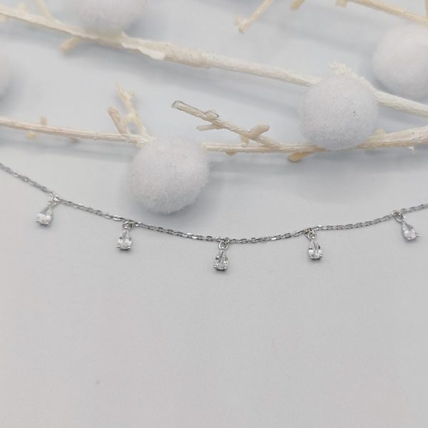 Pulsera de Plata con Charms en Forma de Gota de Circonita Blanca