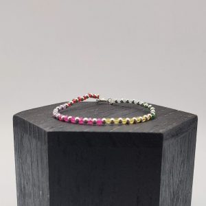 Pulsera de Plata con Bolitas Intercaladas en Plata y Colores