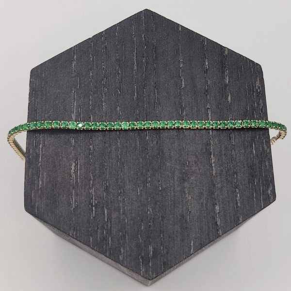 Pulsera Riviera de Plata Dorada con Circonita Verde