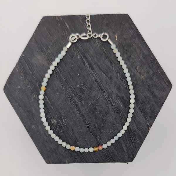 Pulsera de Plata con Bolitas en Tonos Azules Cielo
