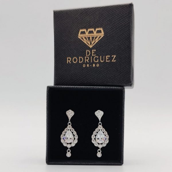 Pendiente colgante estilo vintage en forma de gota con circonitas