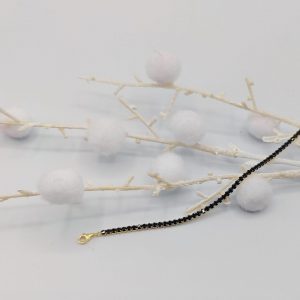 Pulsera Riviera con Circonitas Negras en Plata Dorada