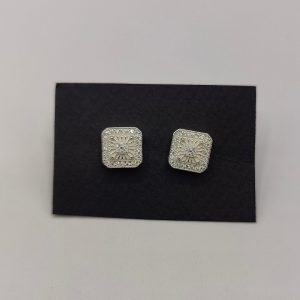 Pendiente cuadrado de plata con circonitas