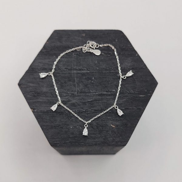 Pulsera de Plata con Charms en Forma de Gota de Circonita Blanca