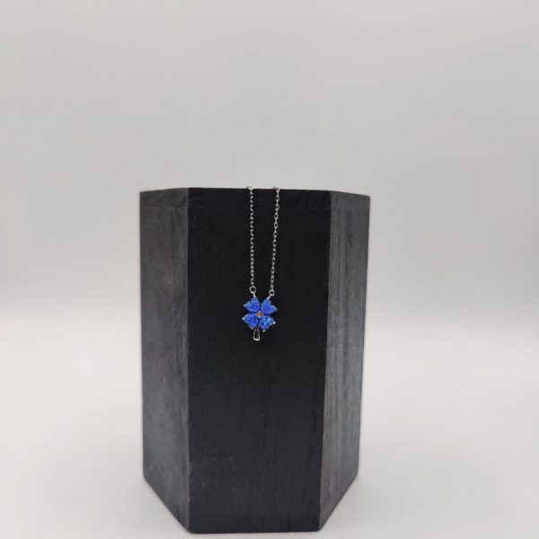 Collar con colgante trevor de ópalo azul y cadena rolo de plata