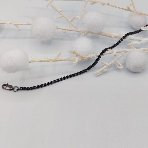 Pulsera Riviera con Circonitas Negras en Plata Negra