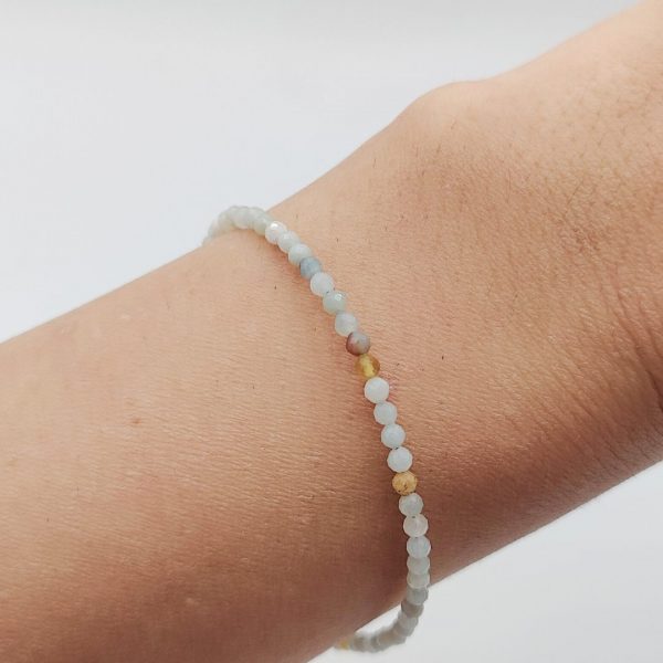 Pulsera de Plata con Bolitas en Tonos Azules Cielo