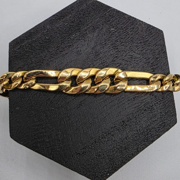Pulsera Figaro con Cierre Cajón (18,5 cm y 13 mm) en Oro de 18K