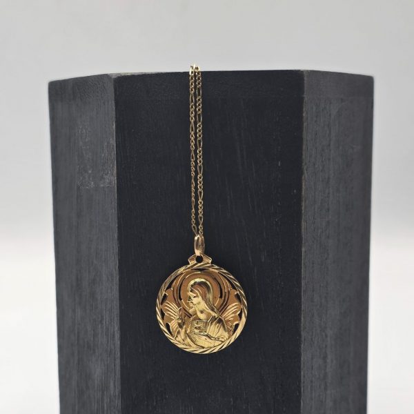 Medalla Jesús del Sagrado Corazón y Virgen del Carmen en Oro de 18K - Imagen 2