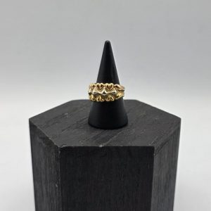 " Anillo con Corazones de Oro Dorado y Oro Rosa en 18K"