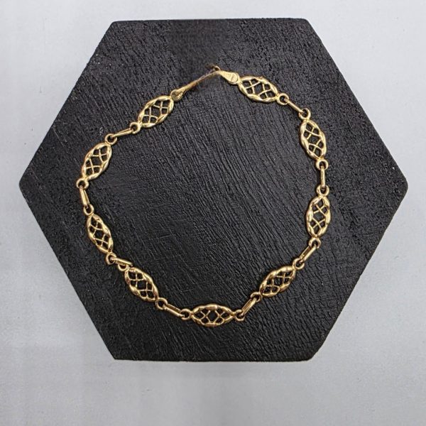 Pulsera con Eslabones y Dibujos Calados de 19,5 cm y 6 mm en Oro de 18K