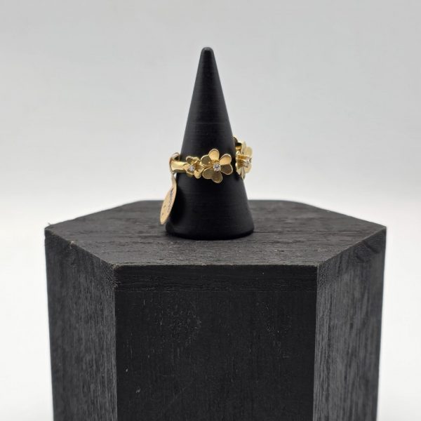 Anillo de Flores con Diamantes – Oro de 18 Quilates