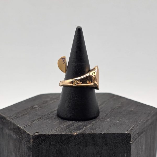 " Anillo Doble Redonda en Oro Rosa Mate y Oro Blanco Brillante 18K"