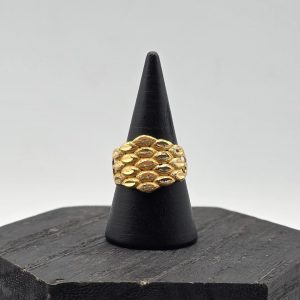 Anillo con Decoración entre Oro Brillante y Mate en 22K