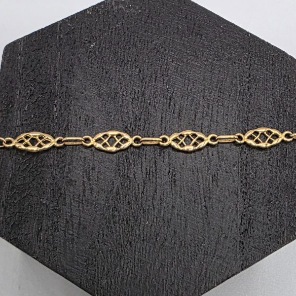 Pulsera con Eslabones y Dibujos Calados de 19,5 cm y 6 mm en Oro de 18K