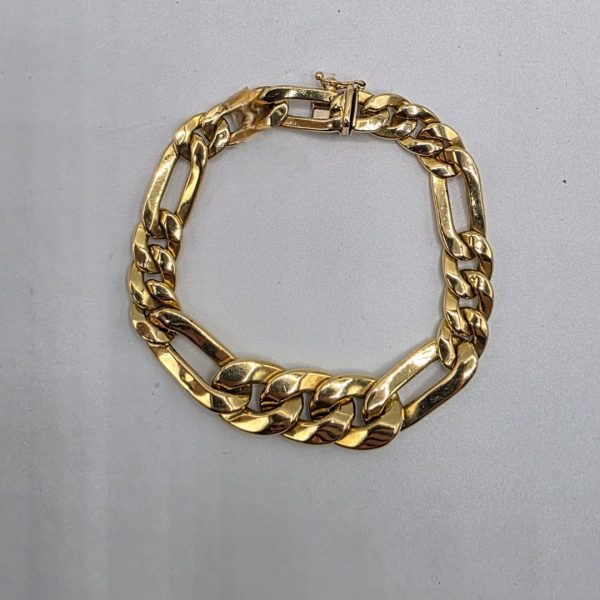Pulsera Figaro con Cierre Cajón (18,5 cm y 13 mm) en Oro de 18K