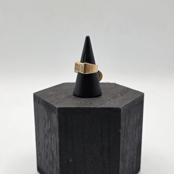 Anillo Sello en Oro de 18K con Circonitas