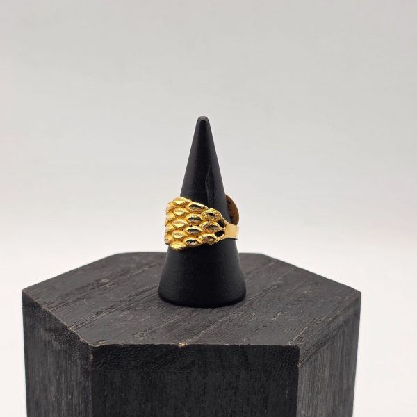 Anillo con Decoración entre Oro Brillante y Mate en 22K