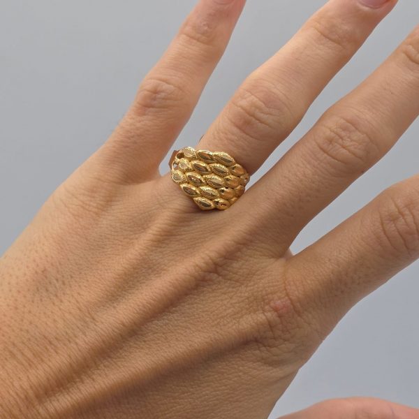 Anillo Oro Brillante y Mate en 22K