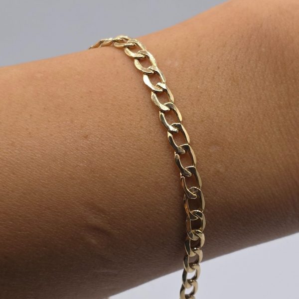 Pulsera Cubana de 21,3 cm y 4 mm en Oro de 18K