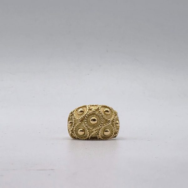Anillo con 3 Filas de Bolitas en Oro Blanco, Oro Rosa y Oro Dorado de 18K