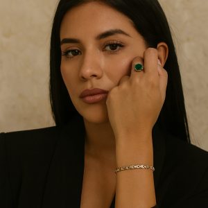 Pulsera de Eslabones Intercalados en Oro Dorado y Oro Blanco (18,5 cm y 5 mm) en Oro de 18K