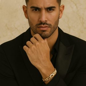 Pulsera Figaro con Cierre Cajón (18,5 cm y 13 mm) en Oro de 18K