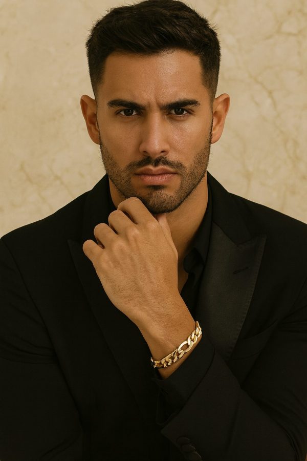 Pulsera Figaro con Cierre Cajón (18,5 cm y 13 mm) en Oro de 18K
