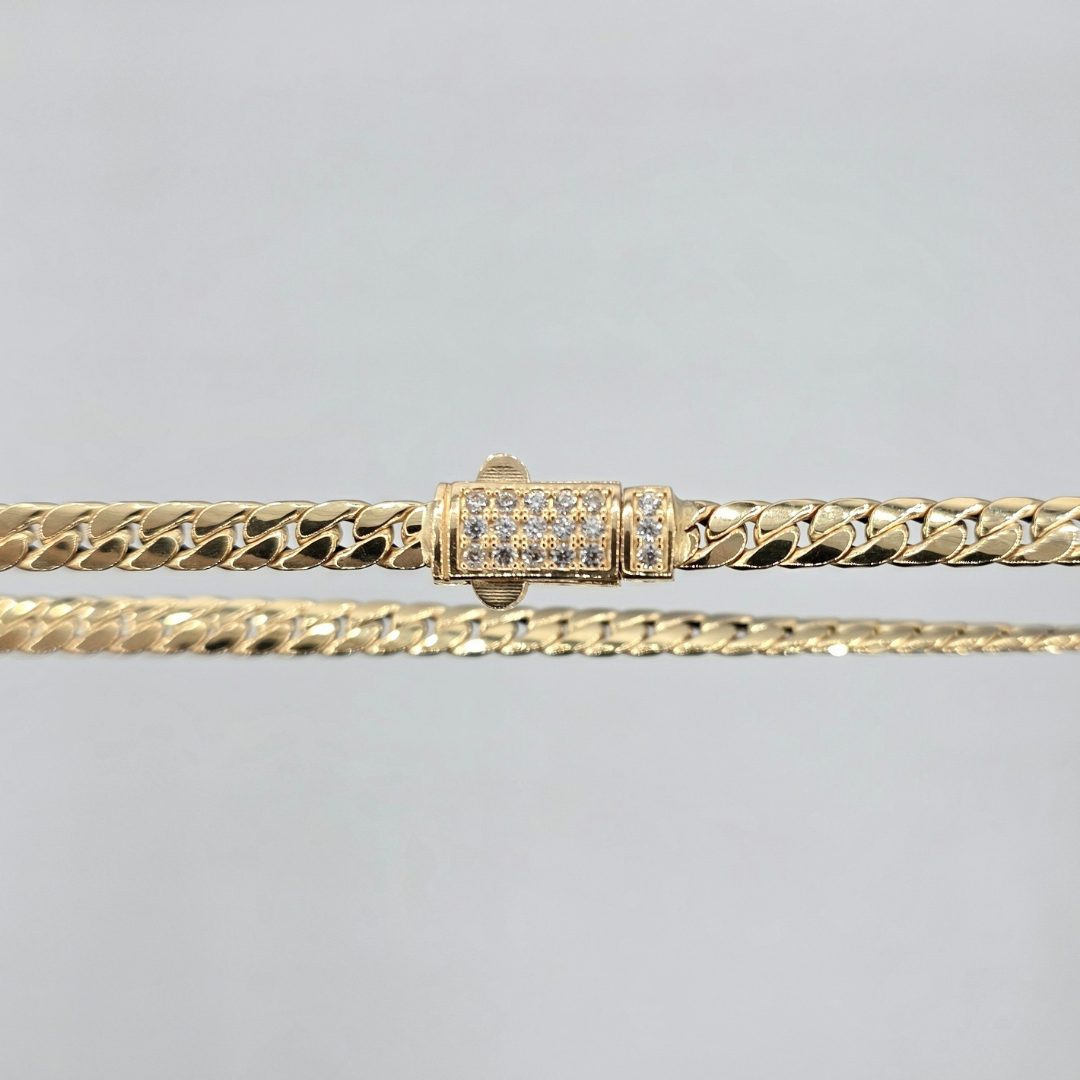 Cadena cubana cierre circonita 45 cm 5 mm