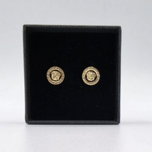 Pendiente redondo Versace con símbolo alrededor en oro 18K