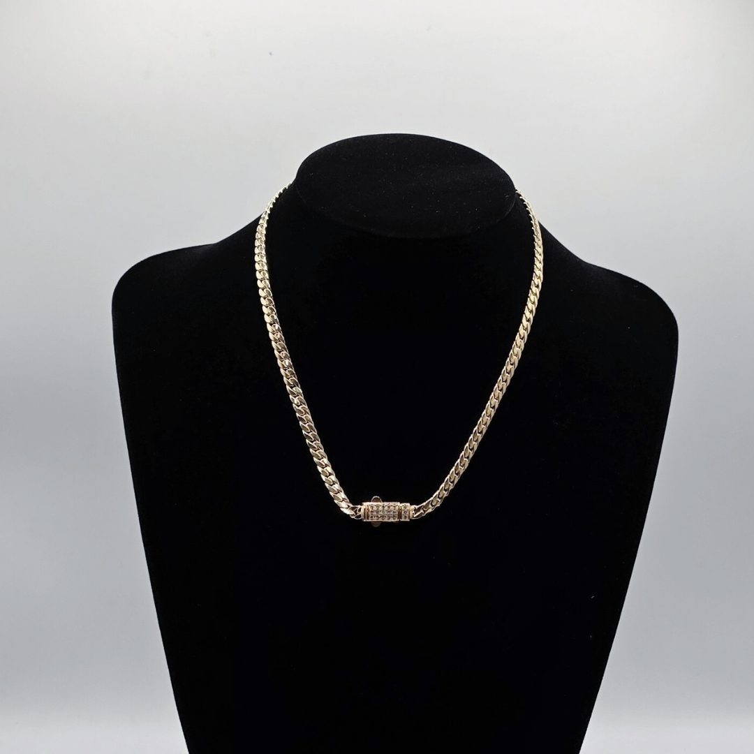 Cadena cubana cierre circonita 45 cm 5 mm