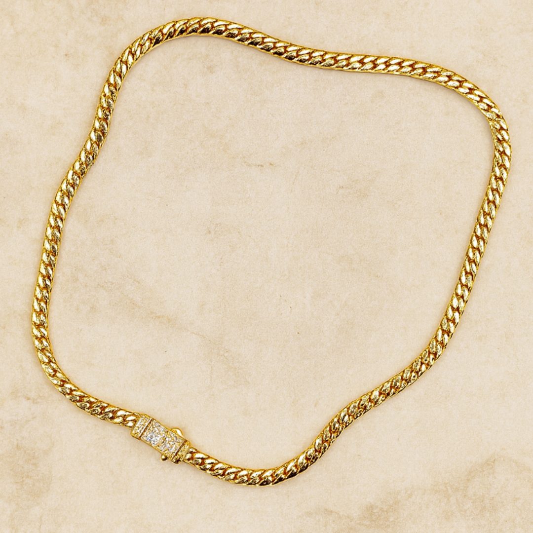 Cadena cubana cierre circonita 45 cm 5 mm