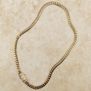 Cadena Cubana con Cierre de Circonita – 50 cm / 6 mm – 23,06 g – Oro 18 K