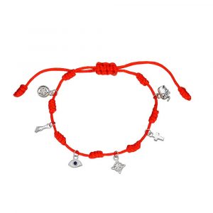 Pulsera de hilo rojo siete nudos protección rodiada