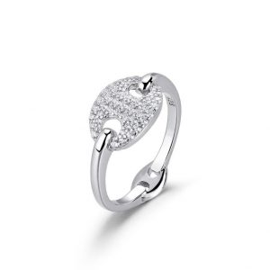 Anillo de plata rodiado y circonita calabrote - Talla 6