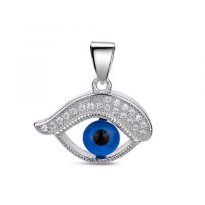 Colgante de plata rodiado ojo con circonitas de 20 mm