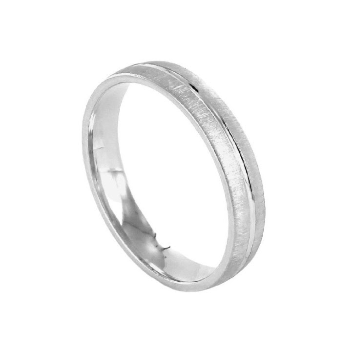 lianza Amore confort En Plata Rodiada Matizada Centro Brillo 4 Mm - Talla 20