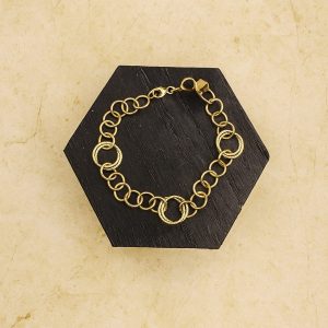 Pulsera Rolo Efecto Adiamantado Sofisticada (19,5 cm y 13 mm) en Oro de 18K