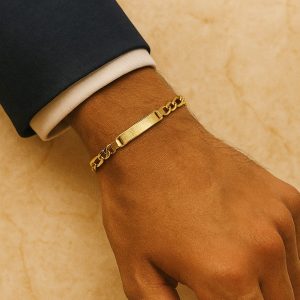 Pulsera "No Me Olvides" Figaro (19 cm y 3 mm) en Oro de 18K