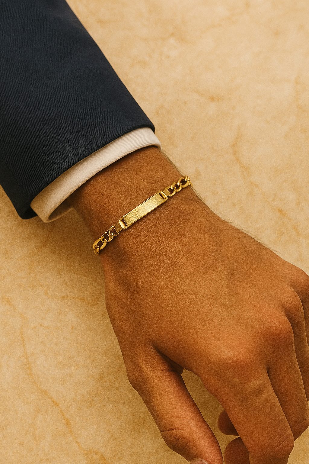 Pulsera "No Me Olvides" Figaro (19 cm y 3 mm) en Oro de 18K