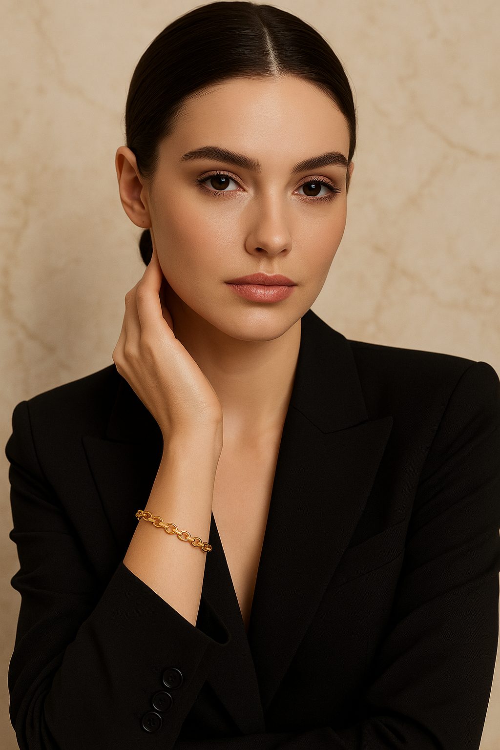 Pulsera Rolo Redonda de 20 cm y 4 mm en Oro de 18K