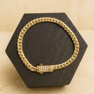 Pulsera cubana cierre circonita 22 cm 5 mm