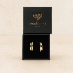 Pendiente aro doble Versace en oro 18K con cierre hippy