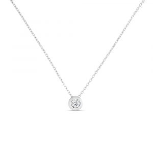 Colgante con cadena de plata rodiada con chatón de circonita y bisel – 7 mm