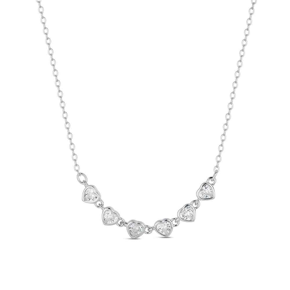 Collar de plata rodidado con chatones de circonita corazón