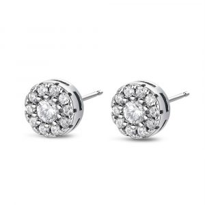 Pendiente de circonita flor con garras de 6 mm cierre presión