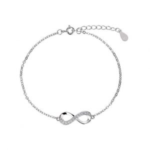 Pulsera de plata rodiada infinito con circonitas de 15 mm 17 + 3 cm