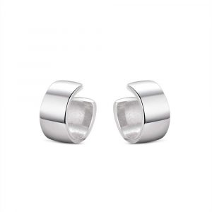 Ear cuff de plata rodiado plano de 10 x 5 mm par