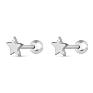 Piercing de plata rodiado estrella de 5 mm